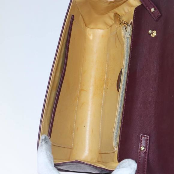 CELINE Chain Shoulder Bag Leather 2way Bordeaux Auth 87001 - Picture 10 of 16